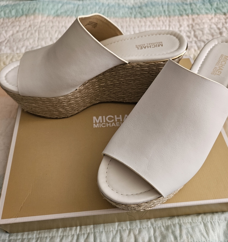 Michael Kors White Wedge Sandals